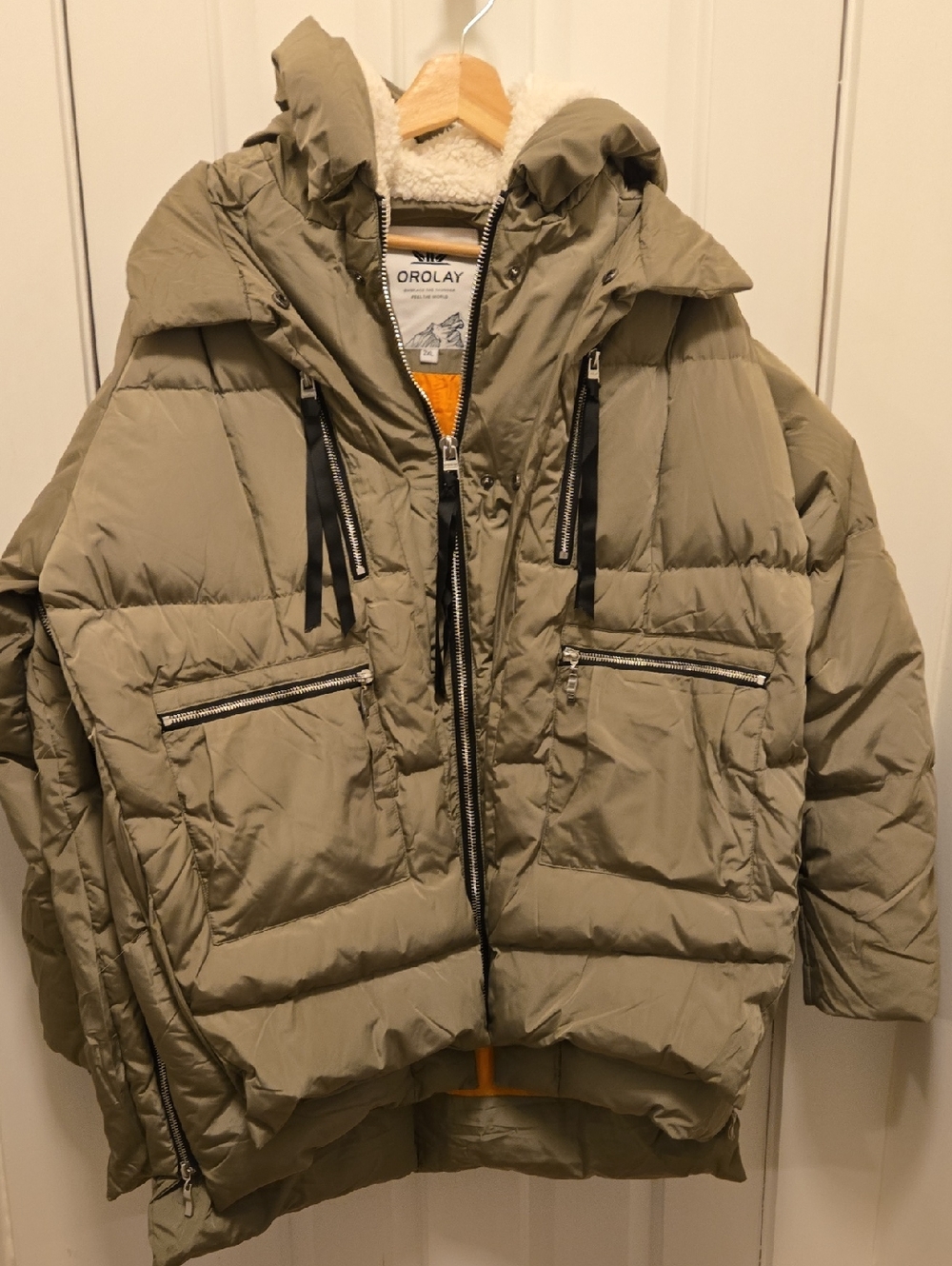 Orolay Down Puffer Coat Women 2XL Olive Green